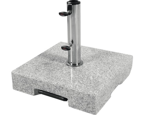 Stojan na slunečník do 350 cm žulový 45 x 45 x 10 cm Doppler TROLLEY 50 kg Žulový stojan na slunečníky s trubkou z nerezové oceli