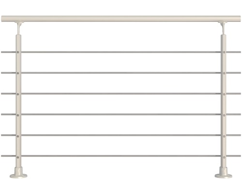 Kompletní hliníkové zábradlí Pertura bílé se šesti nerezovými tyčemi pro montáž k podlaze 1,5 m