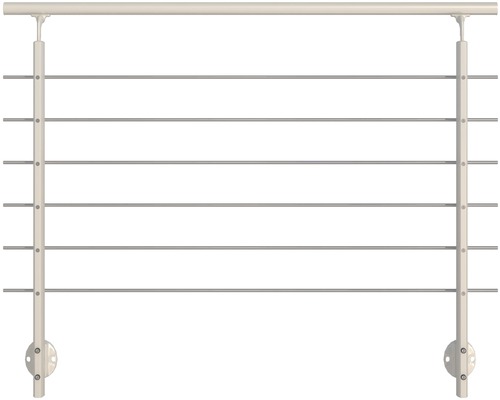 Kompletní hliníkové zábradlí Pertura bílé se šesti nerezovými tyčemi pro boční montáž 1,5 m