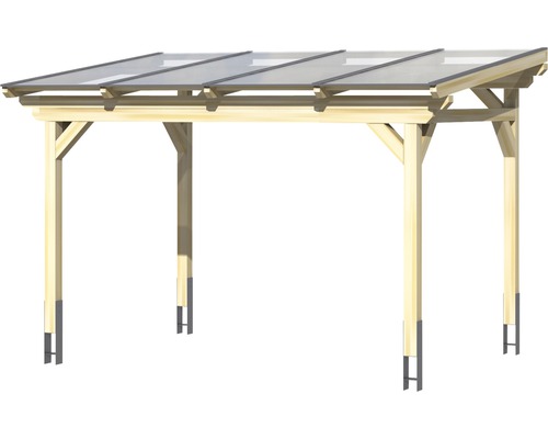 Dřevěný přístřešek pro auto s průhlednou střechou