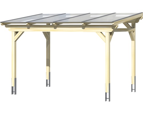 Dřevěný přístřešek pro auto s průhlednou střechou