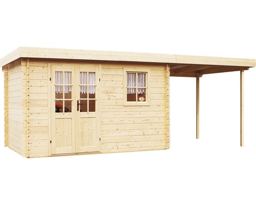 Dřevěný zahradní domek BPP Relax s modulem 1 přírodní 596 x 248 cm