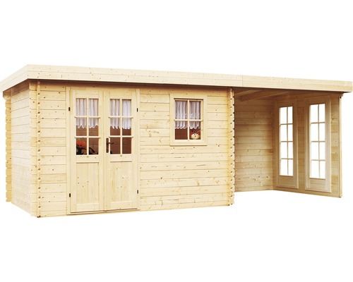 Dřevěný zahradní domek BPP Relax s modulem 2 přírodní 596 x 248 cm