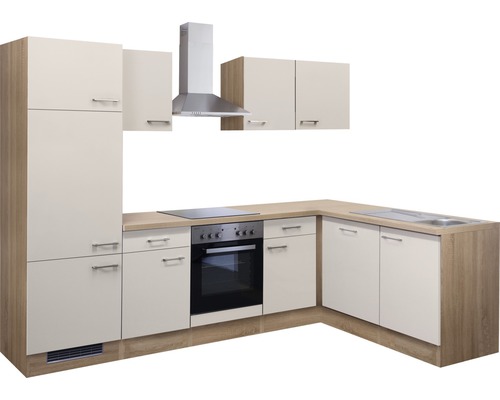 Kompletní kuchyňská linka se skříňkami, dřezem, sporákem a odsavačem par