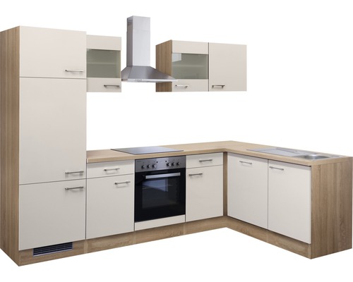 Kuchyňská linka s horními skříňkami, digestoří a elektrickými spotřebiči