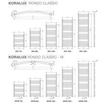 Koupelnový radiátor Korado Koralux Rondo Classic - M 1220x600 mm 827 W