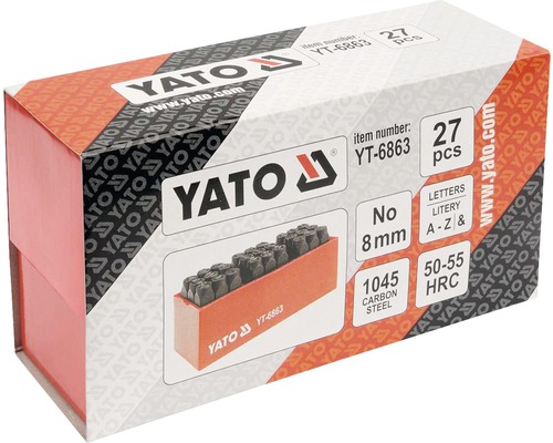 Sada razníků Yato, písmena A-Z a & v krabici