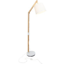 Stojací lampa Carlyn 60 W/E27, dřevo/bílá