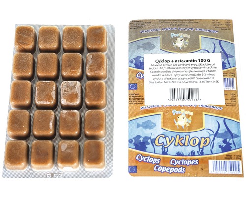 Mražené krmivo Cyklop+astaxantin blistr 100g Mražené krmivo pro ryby s Cyclops a astaxantinem
