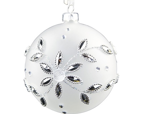 Vánoční koule s listovým vzorem a kamínky