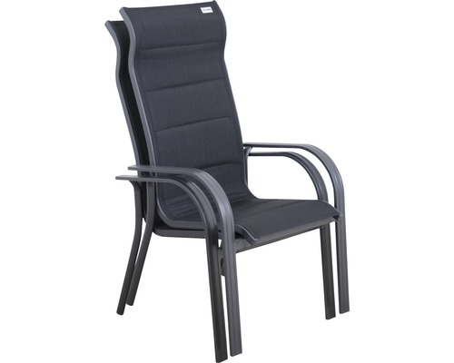 Zahradní židle s vysokým opěradlem a područkami, stohovatelná