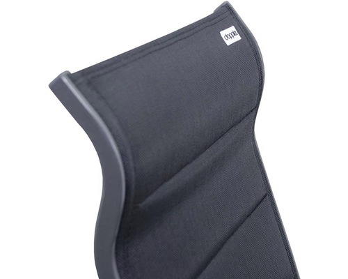 Detail zahradní podušky na židli s logem výrobce