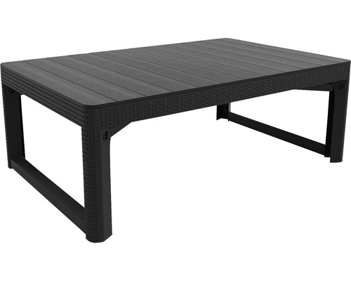 Zahradní stůl umělý ratan Allibert LYON RATTAN 116 x 72 x 40/66 cm grafitový Obdélníkový zahradní stůl s pletenou strukturou