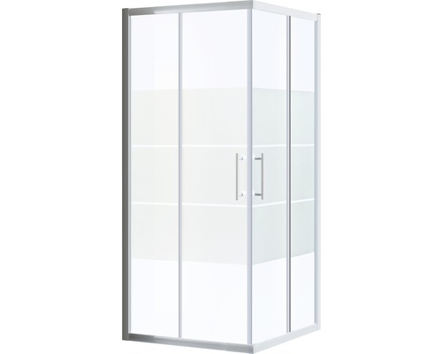 Rohová sprcha s vodorovnými pruhy