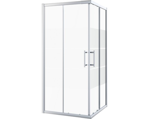 Rohová sprcha s posuvnými dveřmi a čirým sklem