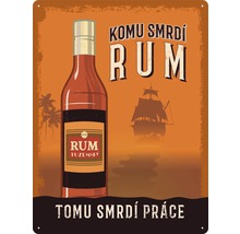 Kovová cedule s motivem láhve rumu a plachetnice
