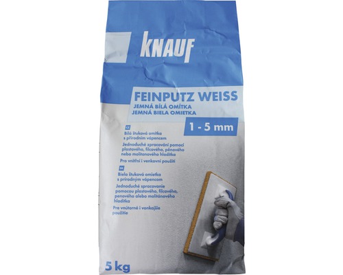 Sáček Knauf Feinputz Weiss, 5 kg, pro vnitřní i venkovní použití, zrnitost 1 až 5 mm Sáček Knauf Feinputz Weiss, 5 kg, pro vnitřní i venkovní použití, zrnitost 1 až 5 mm