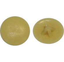 Dva žluté plastové nábytkové knoflíky