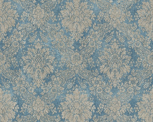 Vliesová tapeta, s efektem, motiv ornament, modro-hnědá