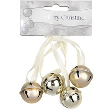 Čtyři vánoční zvonky jako ozdoby na vánoční stromeček se stuhami