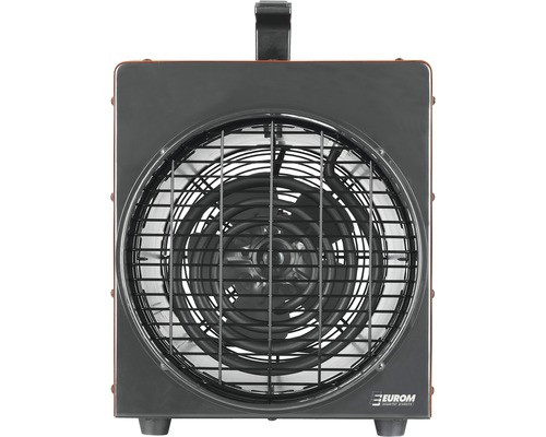 Elektrický topný ventilátor s ochrannou mřížkou a držadlem