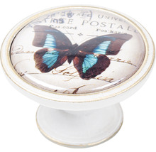 Keramická nábytková knopka s motivem motýla