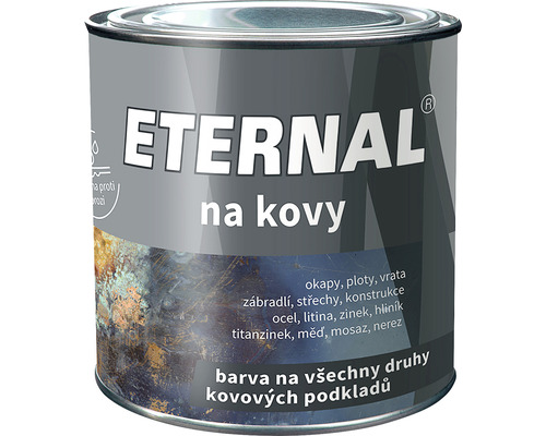 Barva na kov Eternal antikorozní 402 šedý 0,35 kg Kbelík s barvou na kov pro různé kovové povrchy