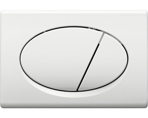 Bílá ovládací deska pro splachování toalety se dvěma tlačítky