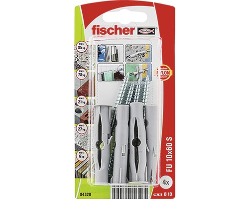 Hmoždinky Fischer FU 10x60 S, 4 kusy
