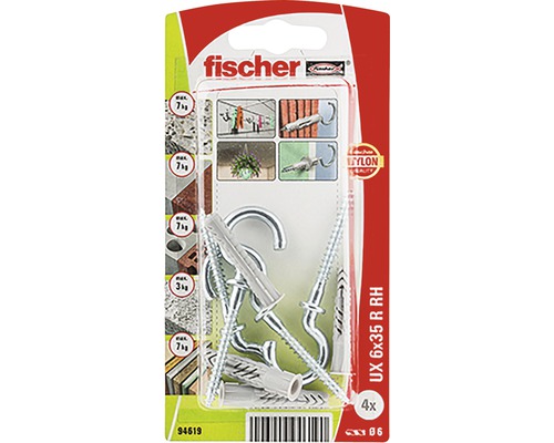 Univerzální hmoždinka Fischer UX 6x35 R RH, balení po čtyřech