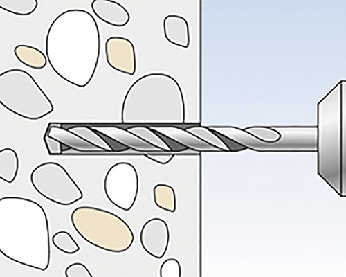 Ilustrace vrtačky vrtající do betonu