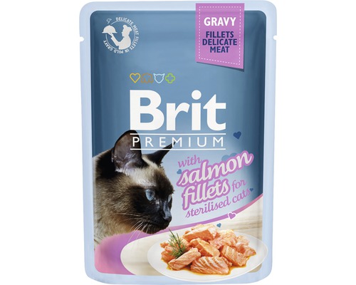 Kapsička pro kočky Brit Premium salmon filets in gravy for sterilised cats 85 g