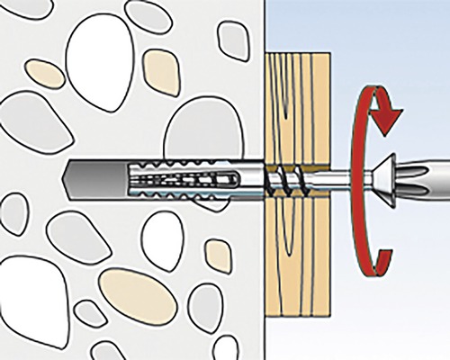 Ilustrace šroubu upevněného ve zdi