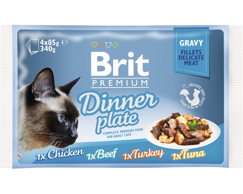 Kapsička pro kočky Brit Premium dinner plate in gravy 340 g (4 x 85 g)