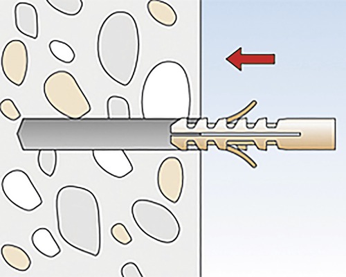 Ilustrace hmoždinky ve zdi
