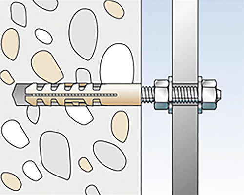 Ilustrace upevnění hmoždinky ve zdi