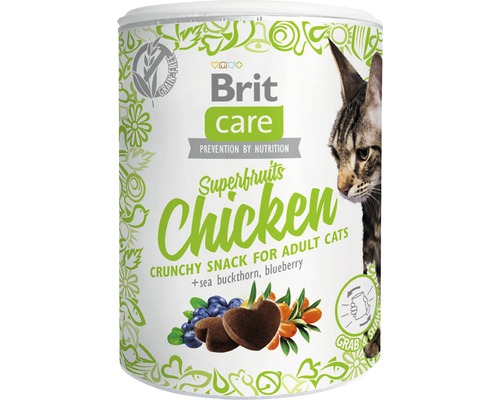 Pamlsky pro kočky Brit Care Cat Snack Superfruits Chicken 100 g Brit Care Superfruits Chicken Crunchy Snack pro dospělé kočky plechovka
