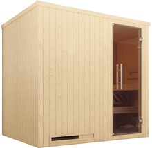 Sauna ze dřeva se skleněnými dveřmi