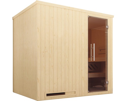 Sauna ze dřeva se skleněnými dveřmi