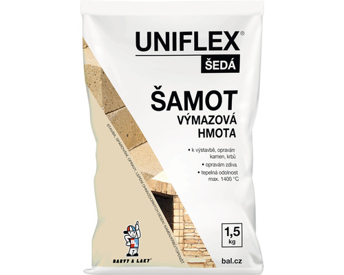 Šamotová výmazová hmota Uniflex žáruvzdorná 1,5 kg Šamotová malta Uniflex v 1,5 kilogramovém balení