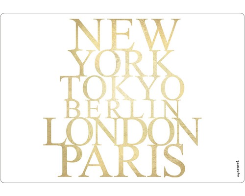 Obkladový panel do kuchyně mySPOTTI pop Paříž 41x59 cm Prostírání myspotti s názvy měst New York, Tokio, Berlín, Londýn a Paříž