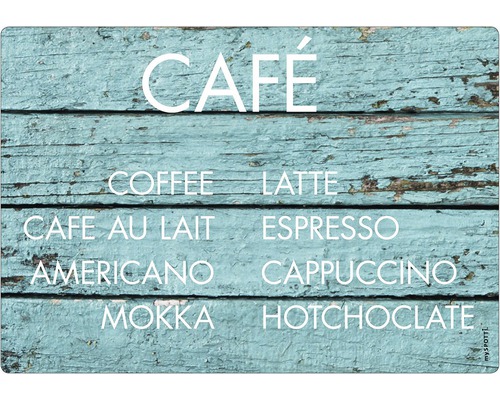 Obkladový panel do kuchyně mySPOTTI pop Café 41x59 cm Motiv kavárny na dřevěném pozadí s variantami kávy