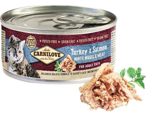 Konzerva Carnilove krmivo pro kočky s krůtím a lososem