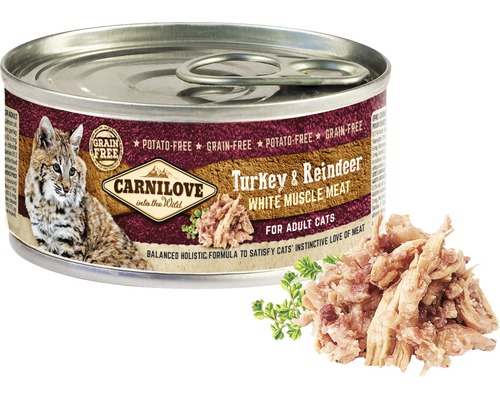 Carnilove mokré krmivo pro kočky krůta a sob v plechovce