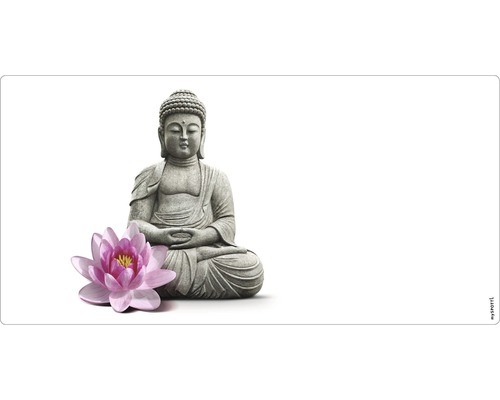 Koupelnová zádní stěna mySPOTTI aqua Buddha 90x45 cm Dekorace Figurka Buddhy s lotosovým květem