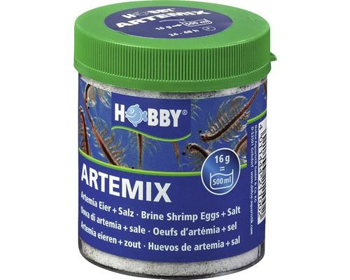 Směs vajíček artemií a sůl Artemix HOBBY pro artemie 195 g Hobby Artemix krmivo pro odchov, dóza