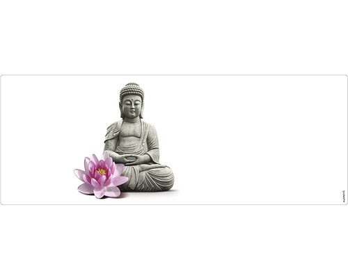 Koupelnová zádní stěna mySPOTTI aqua Buddha 120x45 cm Socha Buddhy s lotosovým květem