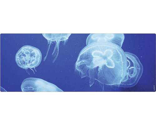 Koupelnová zádní stěna mySPOTTI aqua Qualle 120x45 cm Koupelnový kobereček s motivem medúz
