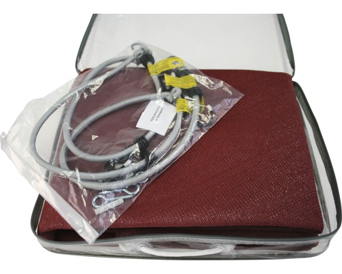 Sluneční plachta s gumovými smyčkami a kolíky v tašce