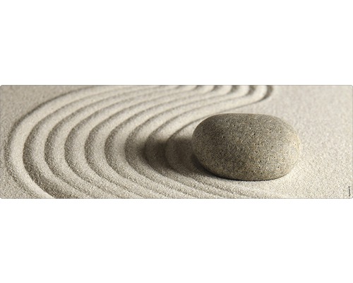 Koupelnová zádní stěna mySPOTTI aqua Zen 140x45 cm Zenová zahrada s kamenem a hráběným pískem